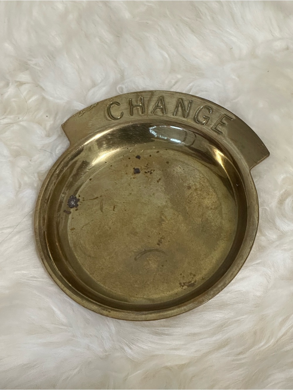 brass โChangeโ coin catchall dish mid-century